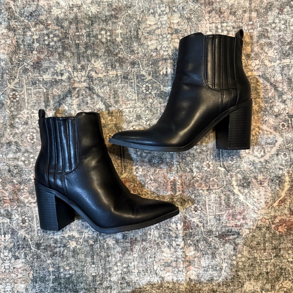 SOLD Black Leather Ankle Boots